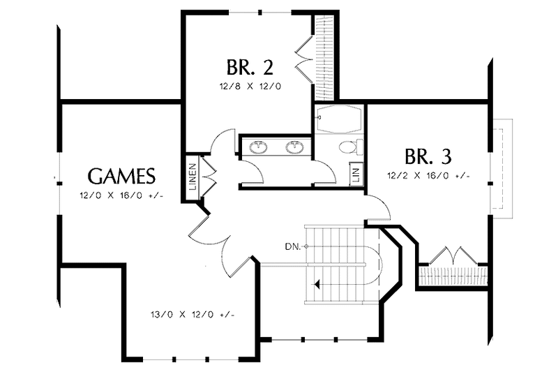 Architectural House Design - Floor Plan - Upper Floor for Country House Plan #48-787 - 3 bed, 2.5 bath