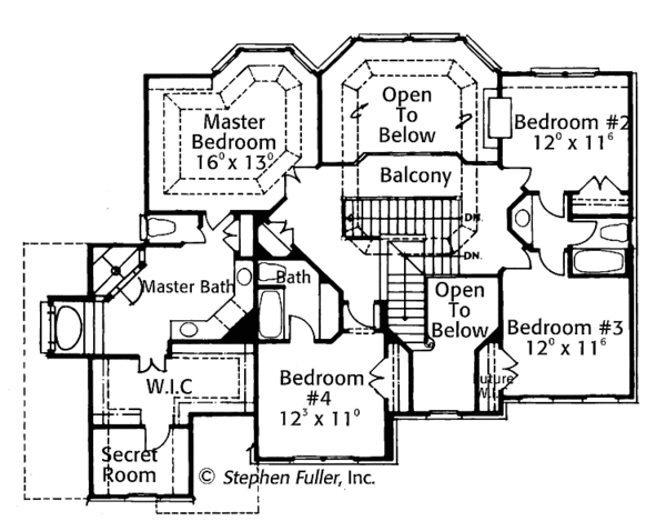 Architectural House Design - Colonial Floor Plan - Upper Floor Plan #429-378