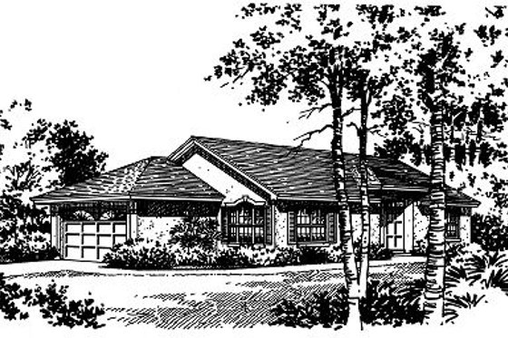 Exterior - Front Elevation for Mediterranean House Plan #417-112 - 3 bed, 2 bath