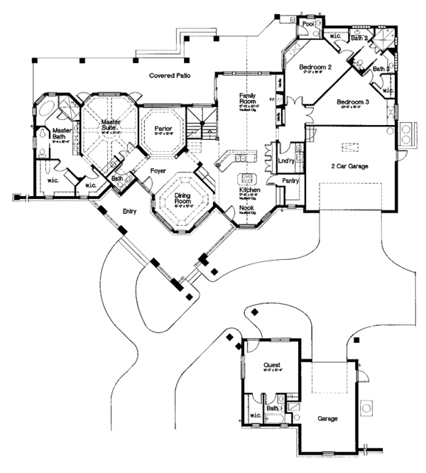 House Plan Design - Mediterranean Floor Plan - Main Floor Plan #417-558