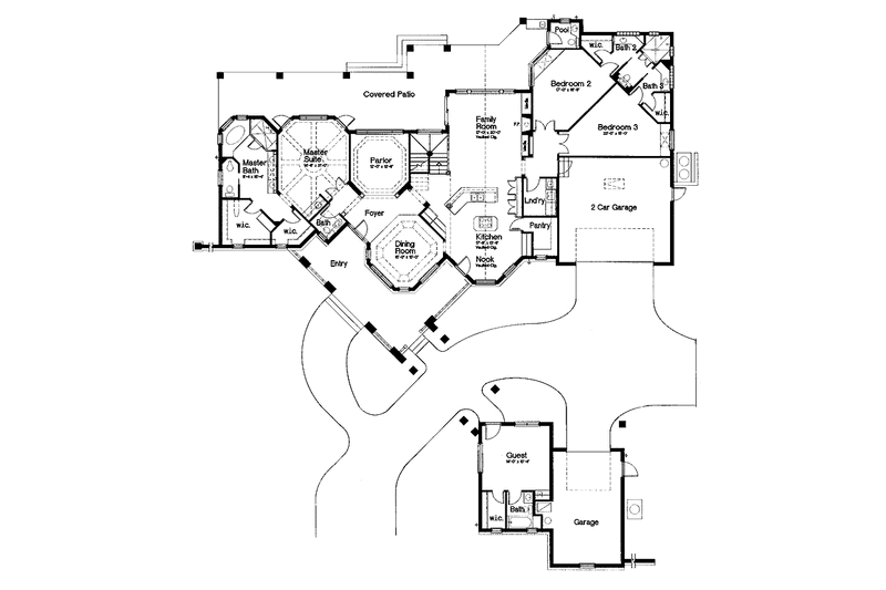 House Blueprint - Floor Plan - Main Floor for Mediterranean House Plan #417-558 - 4 bed, 3 bath