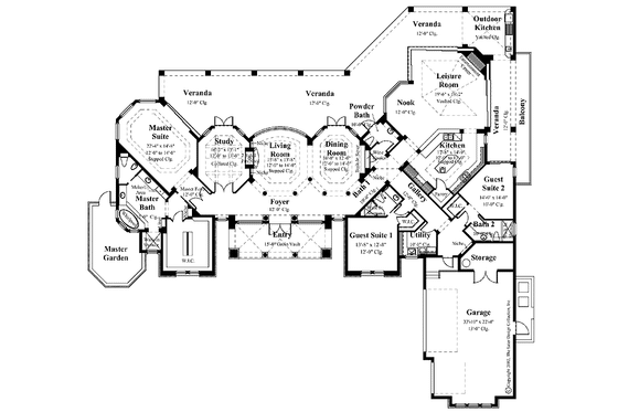 Floor Plan - Main Floor for Mediterranean House Plan #930-265 - 3 bed, 3.5 bath