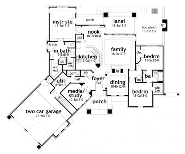 Country Floor Plan - Main Floor Plan #120-243