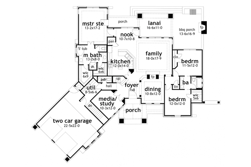 Architectural House Design - Floor Plan - Main Floor for Country House Plan #120-243 - 3 bed, 2.5 bath