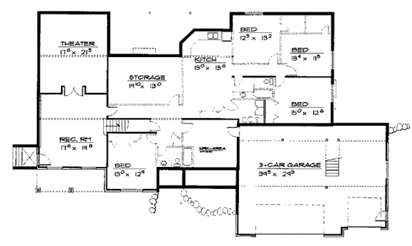 House Blueprint - European Floor Plan - Lower Floor Plan #308-269