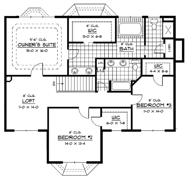 Architectural House Design - European Floor Plan - Upper Floor Plan #51-639
