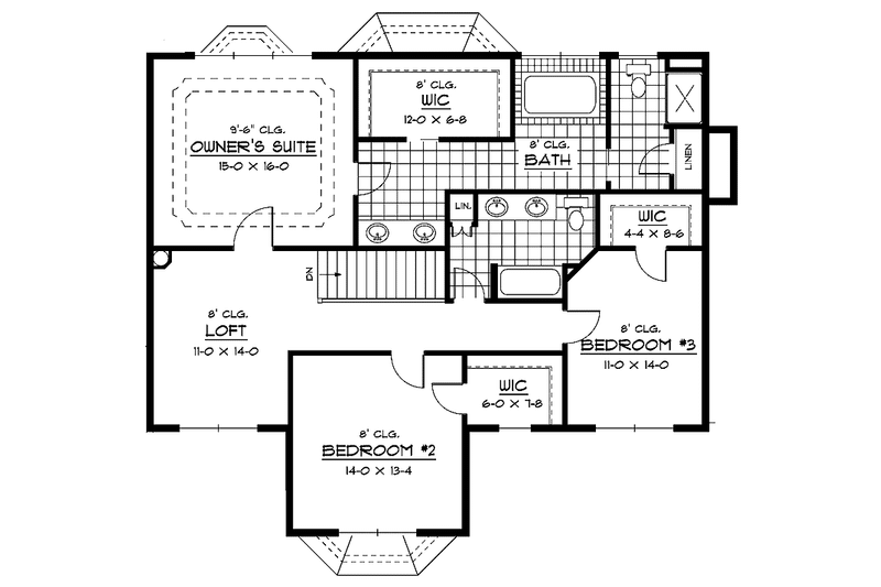 Home Plan - Floor Plan - Upper Floor for European House Plan #51-639 - 3 bed, 2.5 bath