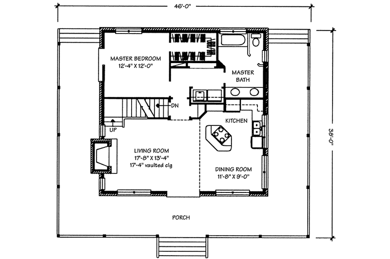 Dream House Plan - Floor Plan - Main Floor for Country House Plan #140-173 - 3 bed, 2 bath