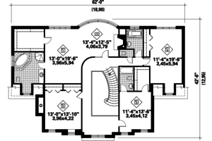 Floor Plan - Upper Floor for European House Plan #25-4790 - 4 bed, 3 bath
