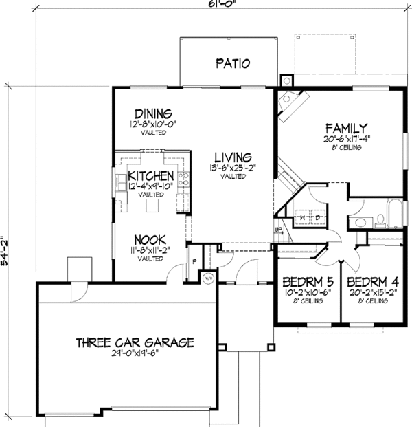 Architectural House Design - Mediterranean Floor Plan - Main Floor Plan #320-1466