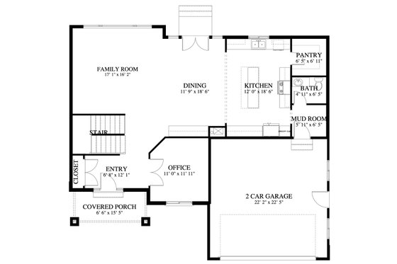 Floor Plan - Main Floor for Craftsman House Plan #1060-57 - 4 bed, 2.5 bath