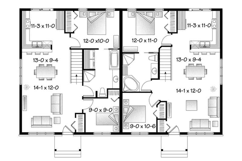 House Blueprint - Floor Plan - Main Floor for Craftsman House Plan #23-2592 - 4 bed, 2 bath