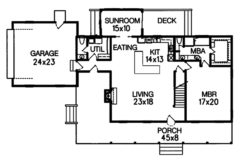 Dream House Plan - Floor Plan - Main Floor for Country House Plan #15-346 - 3 bed, 2.5 bath