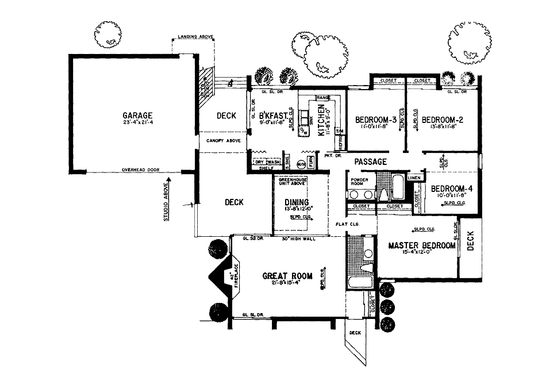 Floor Plan - Main Floor for Contemporary House Plan #72-1061 - 4 bed, 2 bath