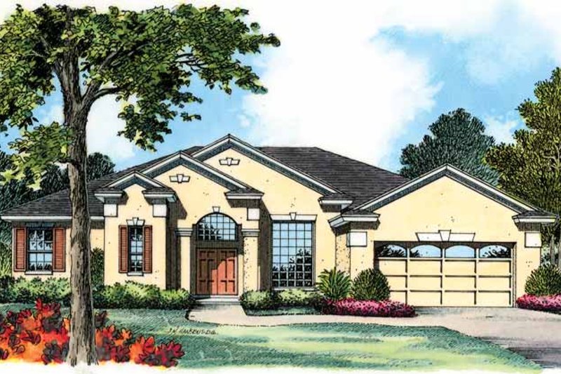 Dream House Plan - Mediterranean Exterior - Front Elevation Plan #1015-11