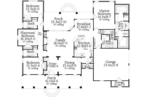 Floor Plan - Main Floor for Southern House Plan #406-9618 - 3 bed, 3.5 bath