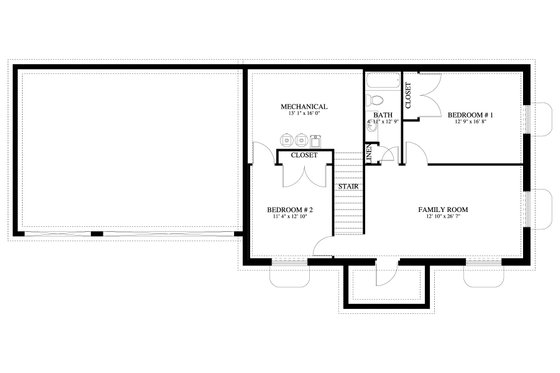 Floor Plan - Lower Floor for Traditional House Plan #1060-206 - 4 bed, 2.5 bath