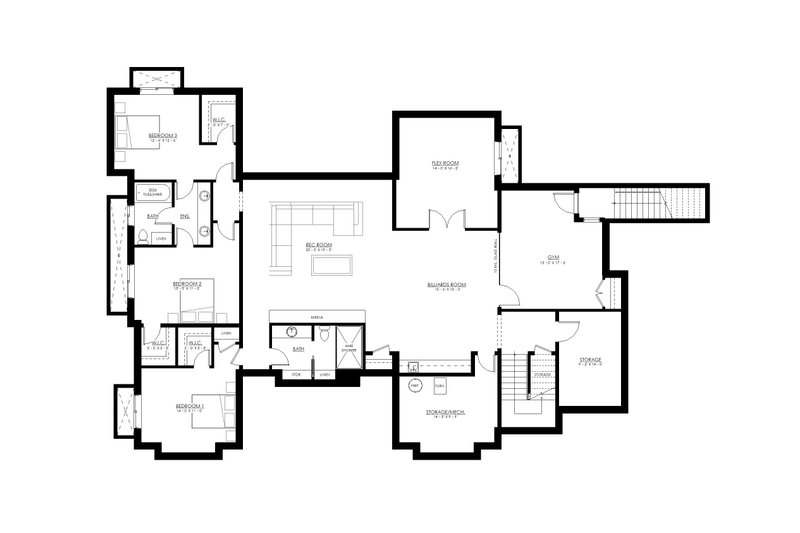 Dream House Plan - Floor Plan - Lower Floor for Contemporary House Plan #1114-109 - 4 bed, 3 bath