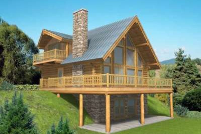 Dream House Plan - Log Exterior - Front Elevation Plan #117-406
