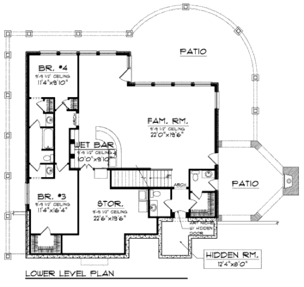 Craftsman Floor Plan - Lower Floor Plan #70-970