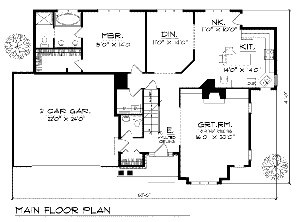 Architectural House Design - Traditional Floor Plan - Main Floor Plan #70-312