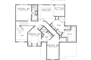 Floor Plan - Upper Floor for European House Plan #6-221 - 4 bed, 3.5 bath