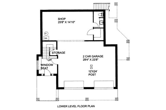 Floor Plan - Lower Floor for Adobe / Southwestern House Plan #117-625 - 3 bed, 2.5 bath