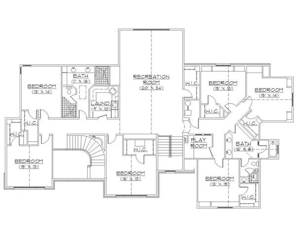 Architectural House Design - European Floor Plan - Upper Floor Plan #5-453