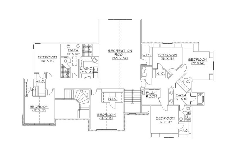 Architectural House Design - Floor Plan - Upper Floor for European House Plan #5-453 - 7 bed, 4.5 bath