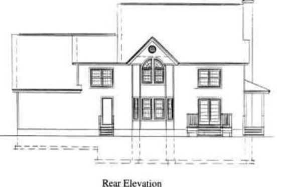 Exterior - Rear Elevation for Country House Plan #75-121 - 3 bed, 2.5 bath