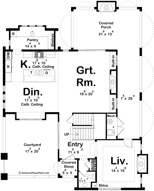 House Design - Floor Plan - Main Floor for Beach House Plan #455-760 - 3 bed, 2.5 bath