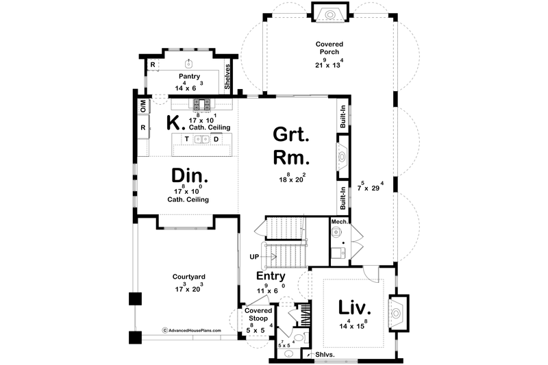 House Blueprint - Floor Plan - Main Floor for Beach House Plan #455-760 - 3 bed, 2.5 bath