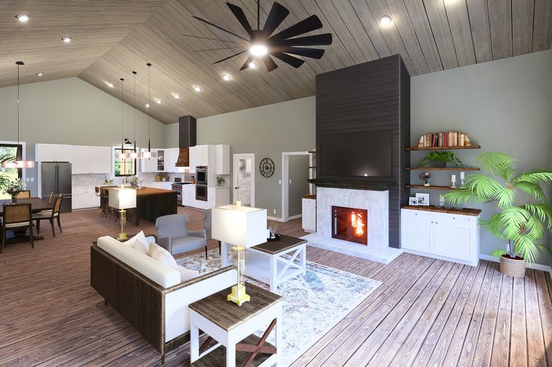 House Blueprint - Interior - Family Room for Barndominium House Plan #44-300 - 3 bed, 3.5 bath