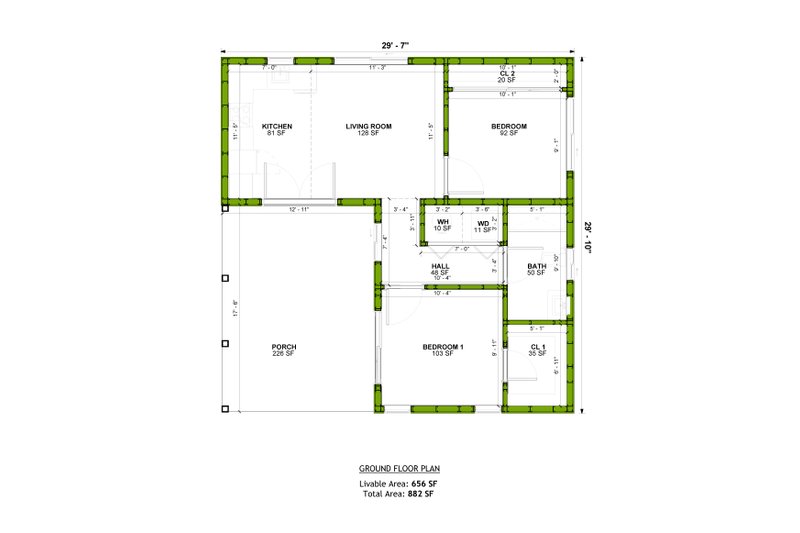 House Design - Floor Plan - Main Floor for Traditional House Plan #1106-119 - 2 bed, 1 bath