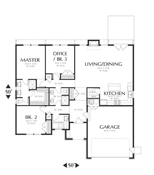 Architectural House Design - Traditional Floor Plan - Main Floor Plan #48-596
