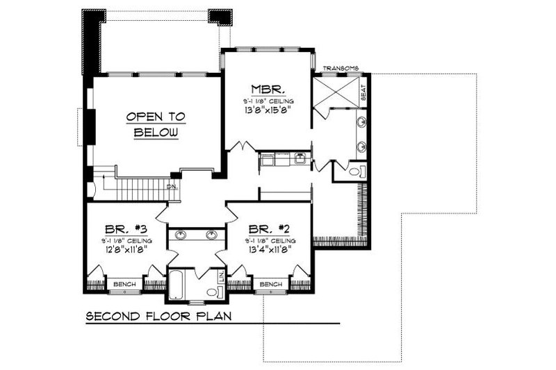 Home Plan - Floor Plan - Upper Floor for European House Plan #70-877 - 3 bed, 2.5 bath