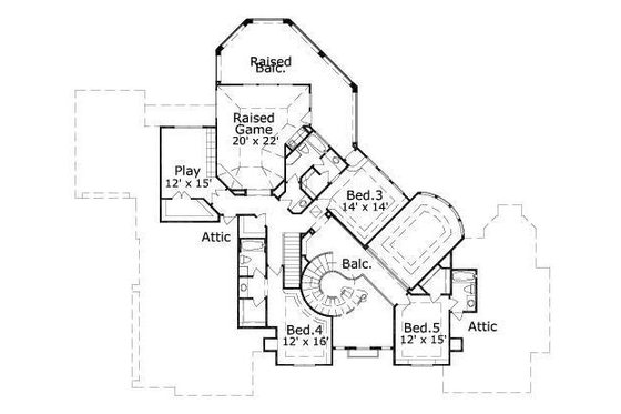 Floor Plan - Upper Floor for European House Plan #411-590 - 5 bed, 5.5 bath