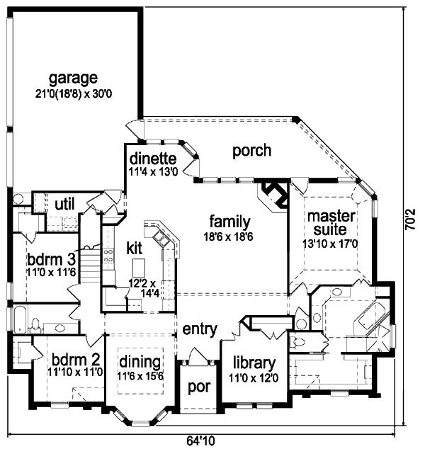 House Plan Design - Traditional Floor Plan - Main Floor Plan #84-377