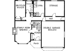 Floor Plan - Main Floor for Adobe / Southwestern House Plan #126-104 - 4 bed, 3 bath