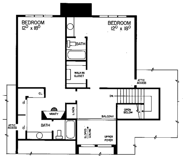 House Blueprint - Contemporary Floor Plan - Upper Floor Plan #72-788