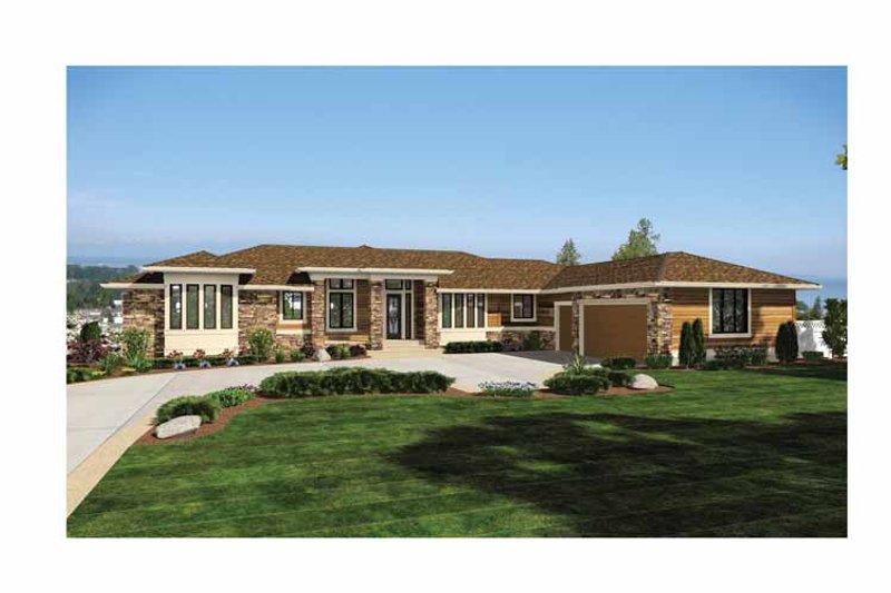 Dream House Plan - Exterior - Front Elevation 3 for Prairie House Plan #132-557 - 4 bed, 4 bath