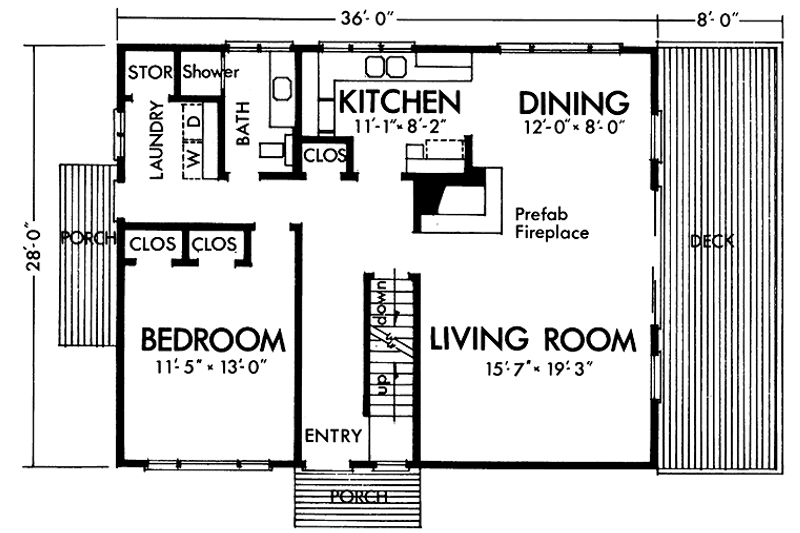 Home Plan - Floor Plan - Main Floor for European House Plan #320-1020 - 3 bed, 2 bath
