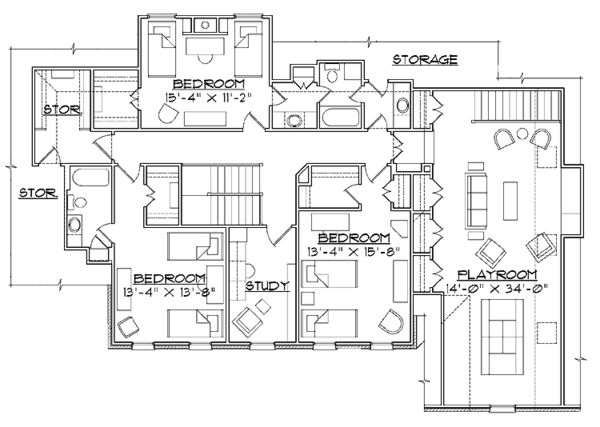 Colonial Floor Plan - Upper Floor Plan #1054-11