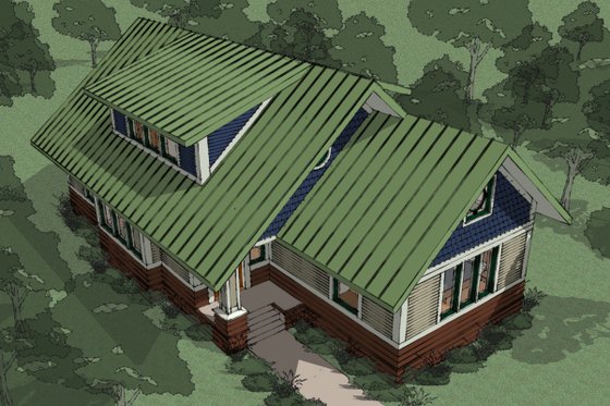 Exterior - Other Elevation 4 for Craftsman House Plan #454-13 - 2 bed, 2 bath