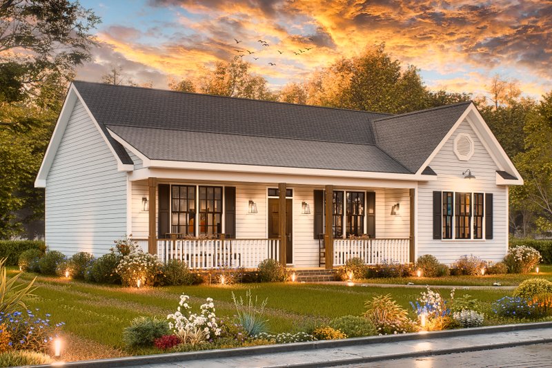 House Plan Design - Exterior - Front Elevation 3 for Ranch House Plan #54-603 - 3 bed, 2 bath
