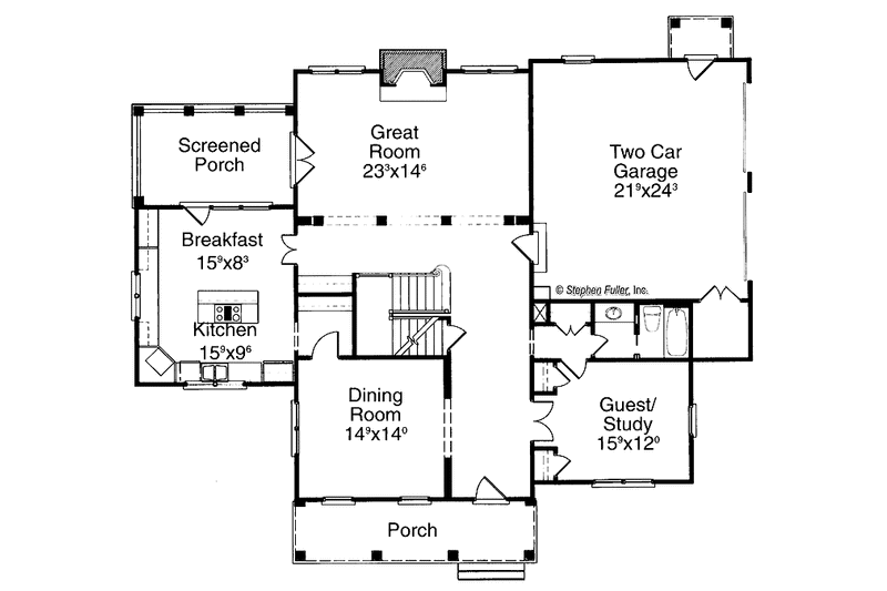 Dream House Plan - Floor Plan - Main Floor for Country House Plan #429-197 - 3 bed, 3 bath