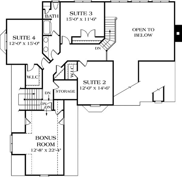 House Blueprint - Traditional Floor Plan - Upper Floor Plan #453-564