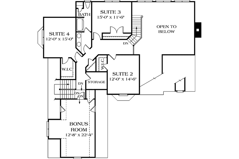 Home Plan - Floor Plan - Upper Floor for Traditional House Plan #453-564 - 4 bed, 3.5 bath
