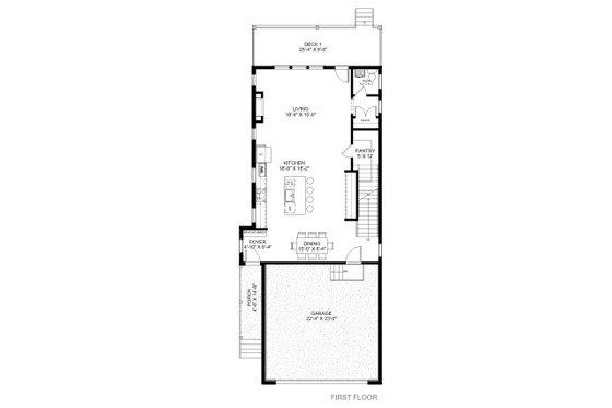 Floor Plan - Main Floor for Bungalow House Plan #1085-3 - 3 bed, 2.5 bath