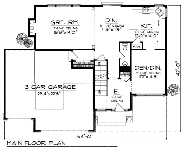 House Plan Design - Traditional Floor Plan - Main Floor Plan #70-735